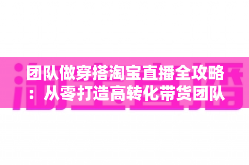 团队做穿搭淘宝直播全攻略：从零打造高转化带货团队的实战指南