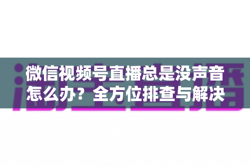微信视频号直播总是没声音怎么办?全方位排查与解决指南 微信视频号直播总是没声音怎么办?全方位排查与解决指南